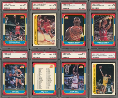 1986/87 Fleer Basketball PSA-Graded Complete Set (132) Plus Stickers Complete Set (11)